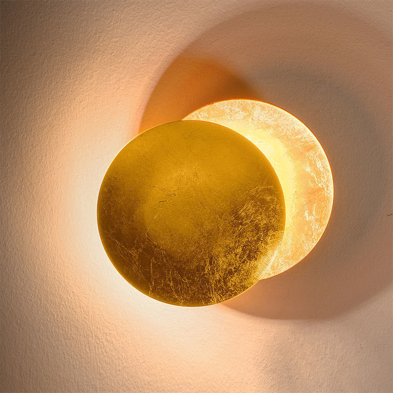Eclipse – Midcentury Iron Wall Sconce Gold Leaf Finish