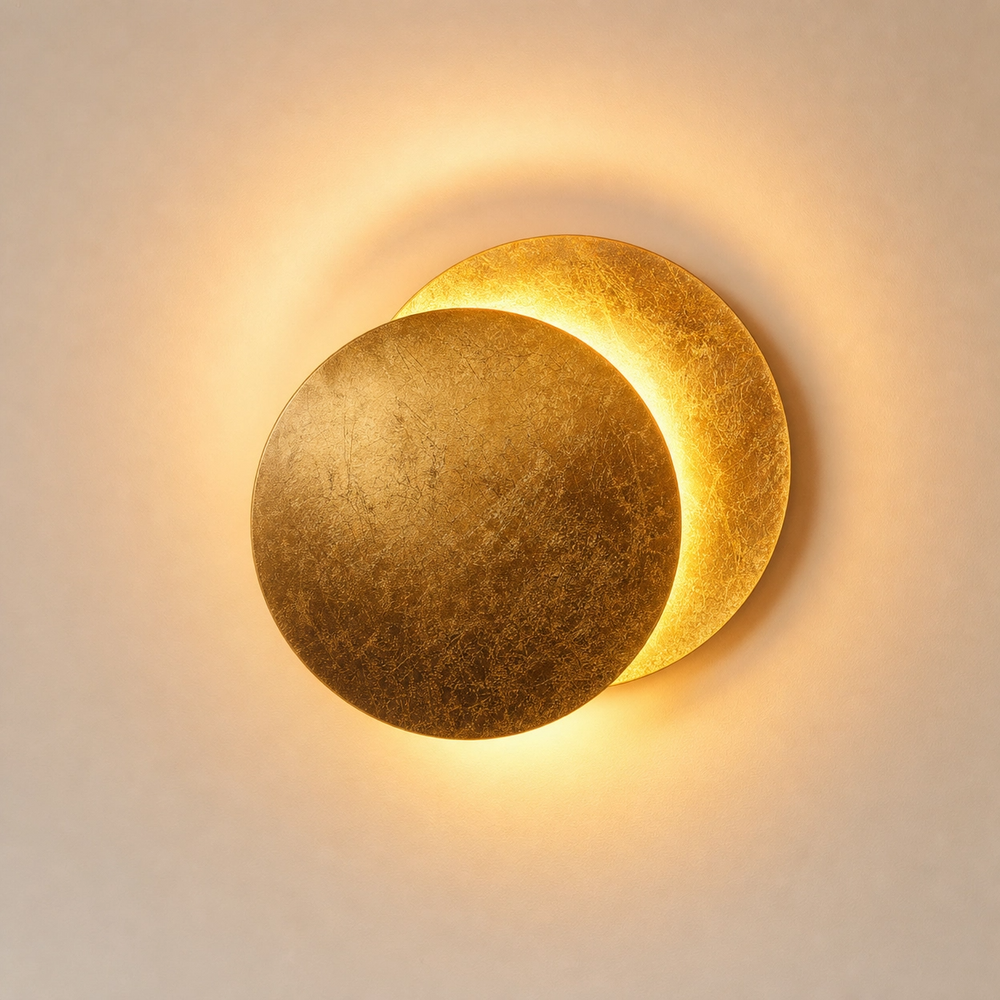 Eclipse – Midcentury Iron Wall Sconce Gold Leaf Finish