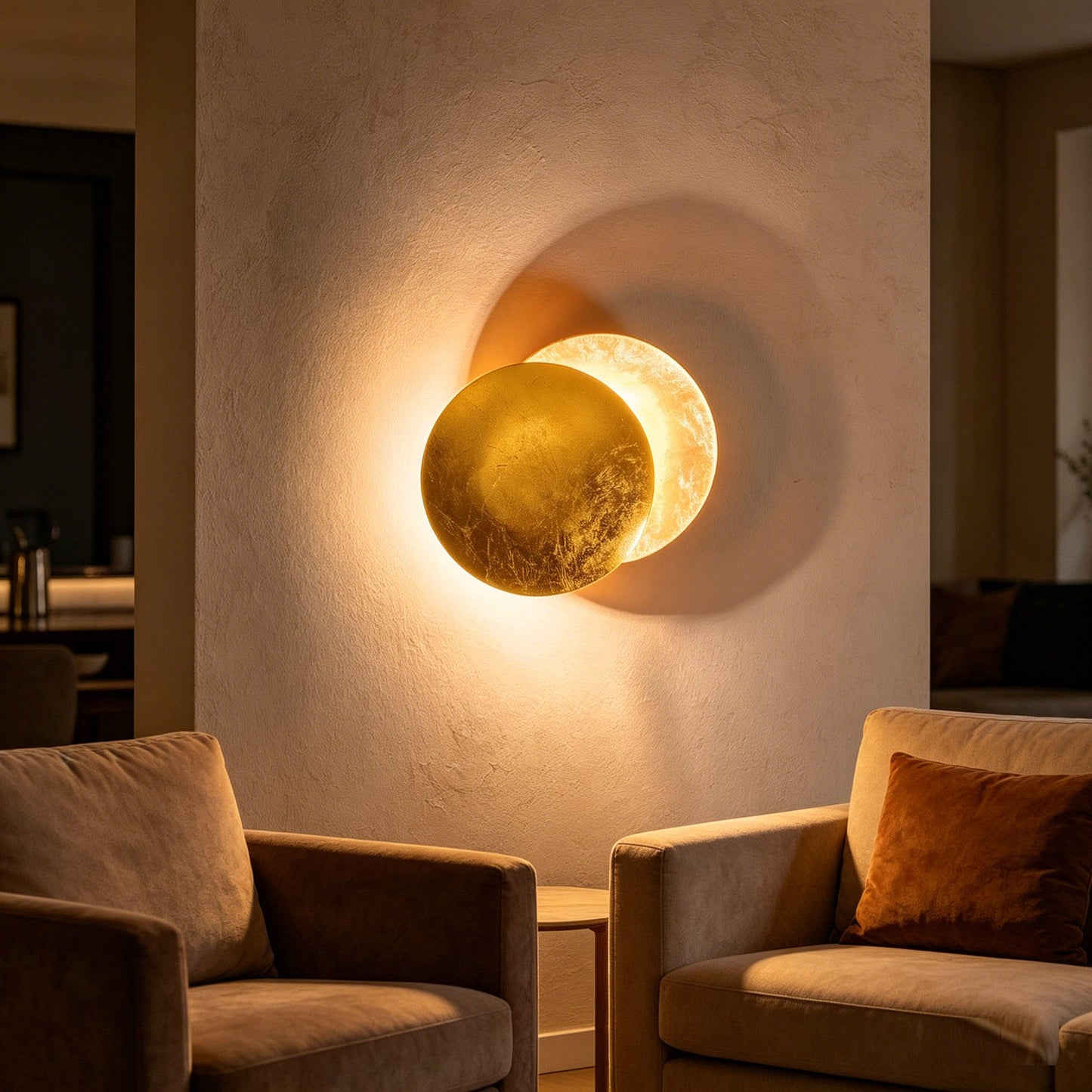 Eclipse – Midcentury Iron Wall Sconce Gold Leaf Finish