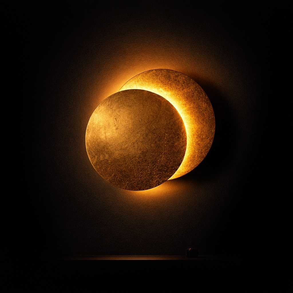 Eclipse – Midcentury Iron Wall Sconce Gold Leaf Finish