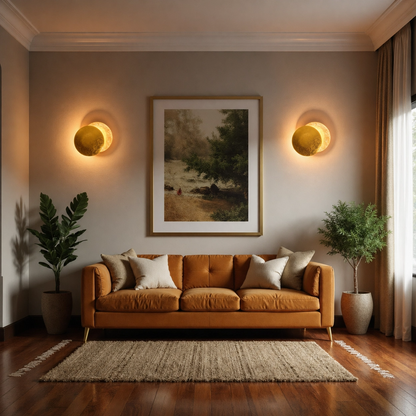 Eclipse – Midcentury Iron Wall Sconce Gold Leaf Finish